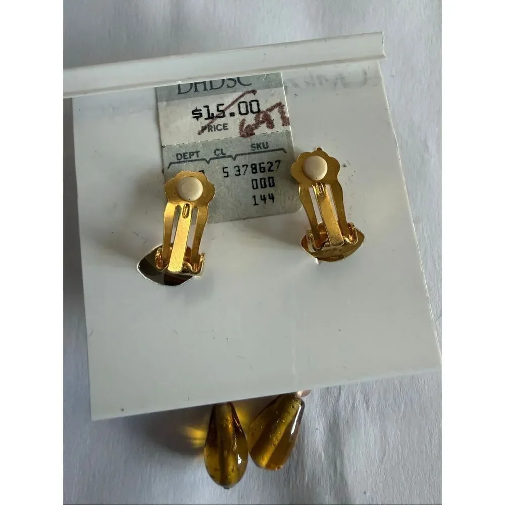 Civilized N Savage Women's Amber-Toned Cluster Beaded Drop Earrings Jewelry NWT